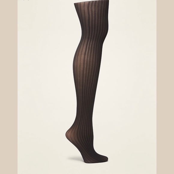 Accessories - Rib Knit Control Top Nylon Tights